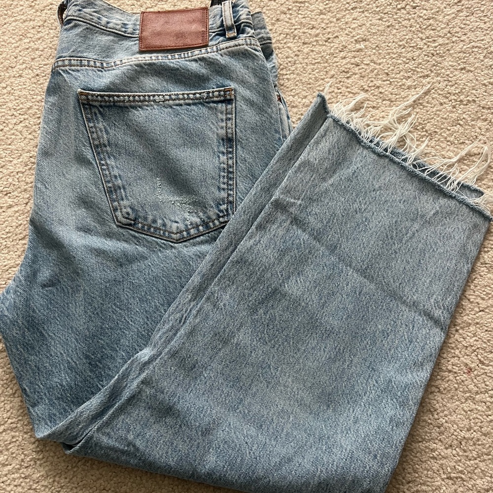 Zara Frayed Hem Denim Jeans size 14